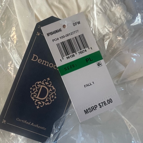 Democracy White Collar V neck ruffle Long Sleeve Blouse top - Picture 7 of 8